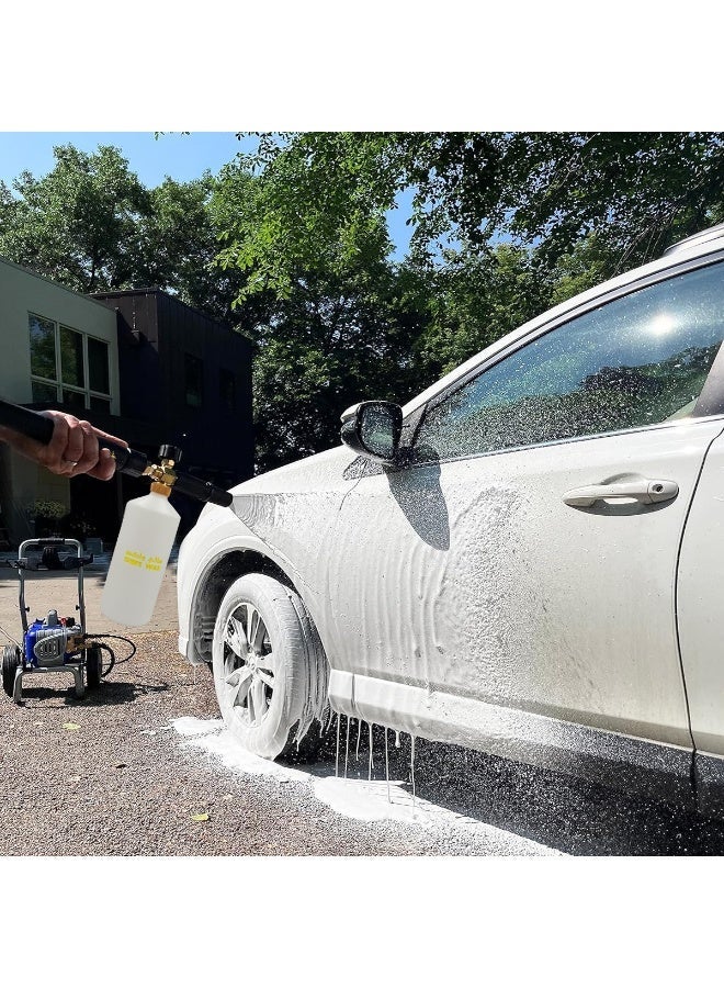 مجموعة غسيل السيارات المتكاملة: مسدس رغوة سعة 1000 مل، زجاجة رغوة ثلجية، قفاز غسيل من ألياف الشنيل الدقيقة مقاوم للخدش، منشفة تنظيف من الألياف الدقيقة للسيارات والدراجات والزجاج والمطابخ والحمامات، لتلميع وتشميع السيارات والدراجات والزجاج، مثالية للاستخدام المنزلي والمكتبي. - Image 4